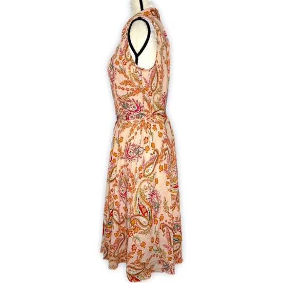 Nanette Lepore Sleeveless Peach Paisley Floral Dress Sz 8 - Picture 5 of 8